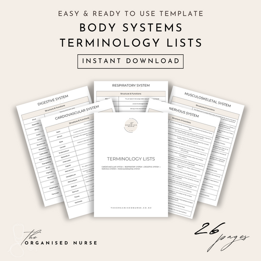 Body Systems Terminology Lists
