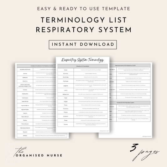 Terminology List - Respiratory System
