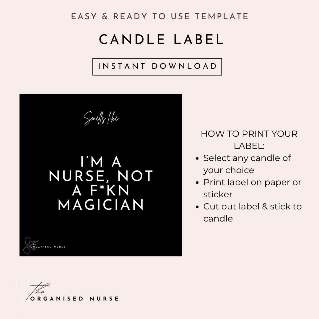 Candle Label 'I'm A Nurse'