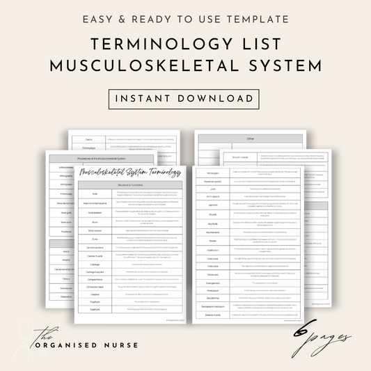 Terminology List - Musculoskeletal System