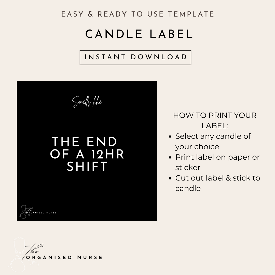 Candle Label '12hr Shift'