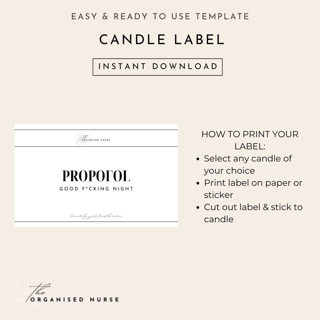 Candle Label Propofol