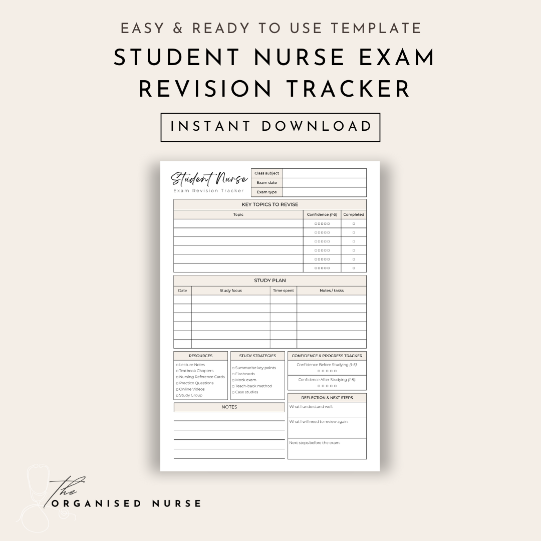 Student Nurse Exam Revision Tracker