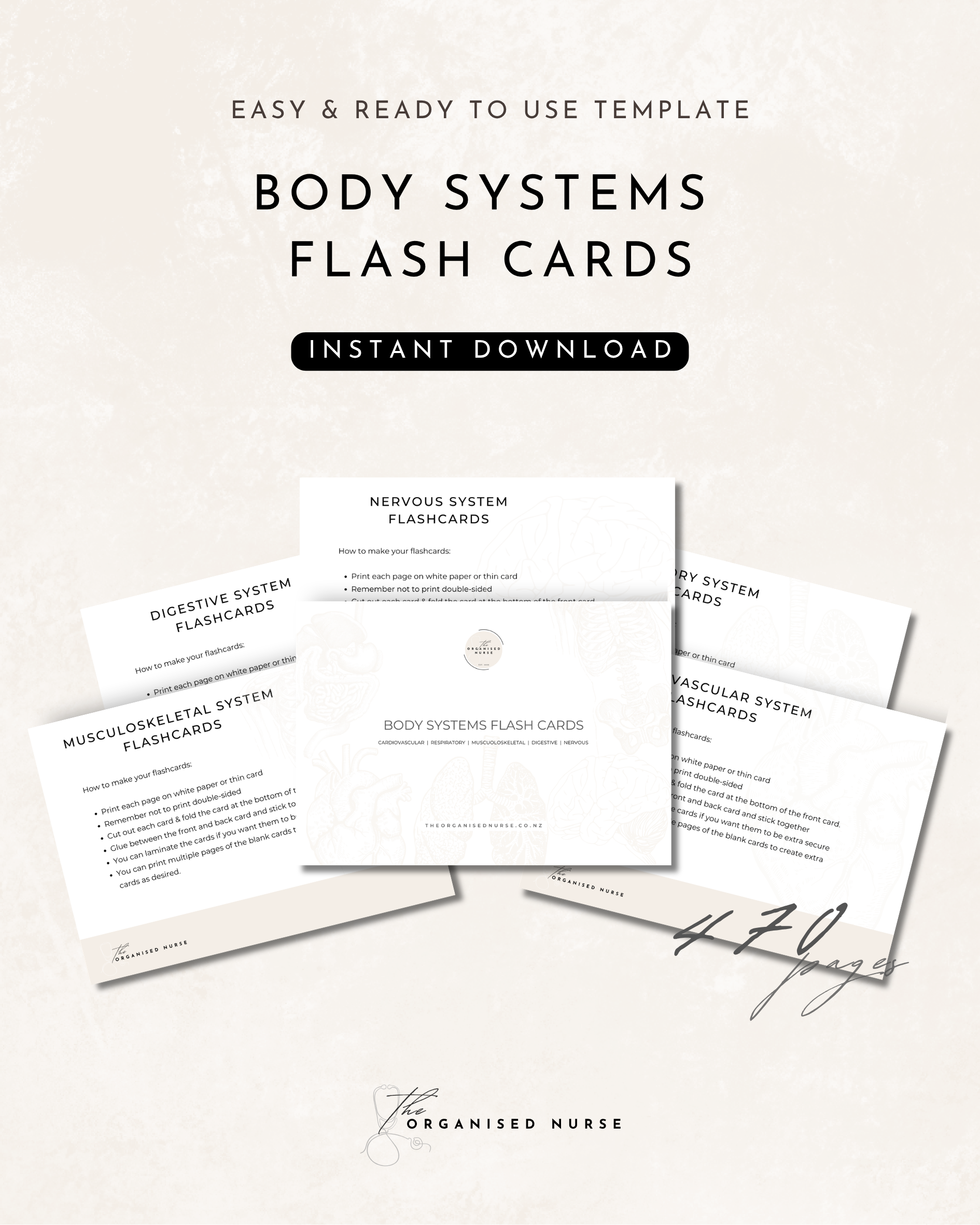 Body Systems Flash Cards for Nursing Students