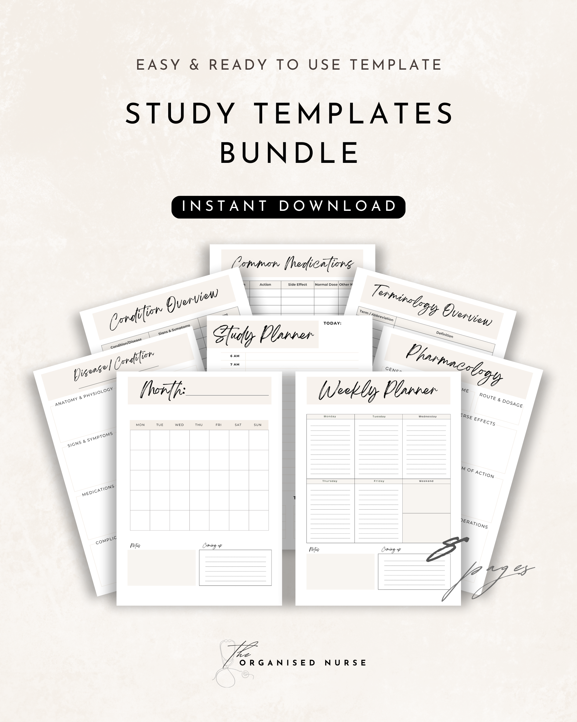 Nursing Study Templates Bundle