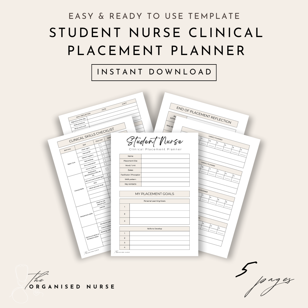 Clinical Placement Planner for Student Nurses – The Organised Nurse